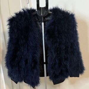 Topshop Navy Teddy Jacket